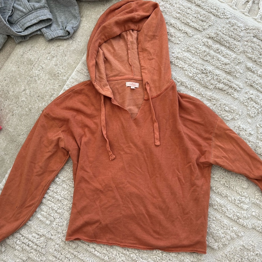 Colsie long sleeve hooded t-shirt, size S, rustic orange